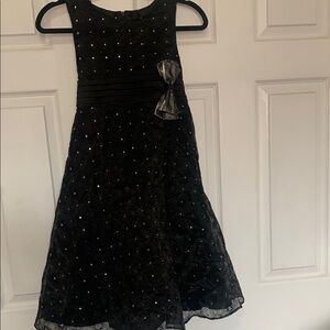 Elegant Kids Black Dress with Bow Accent